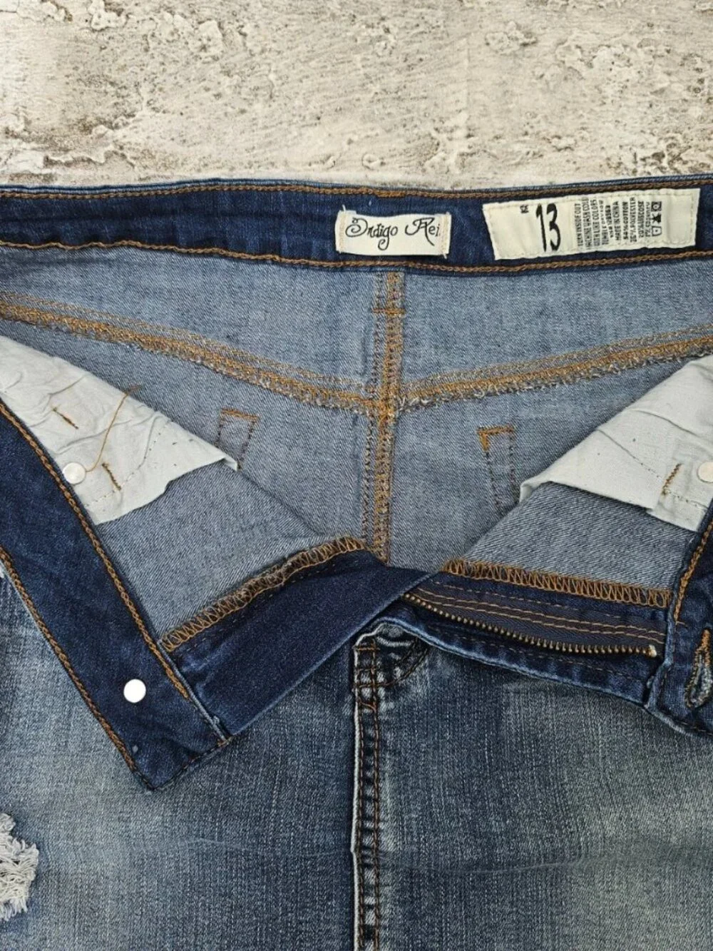 Indigo Rein Women Skirt Blue Denim Jeans Ripped Skirts Size 13 - Picture 5 of 10